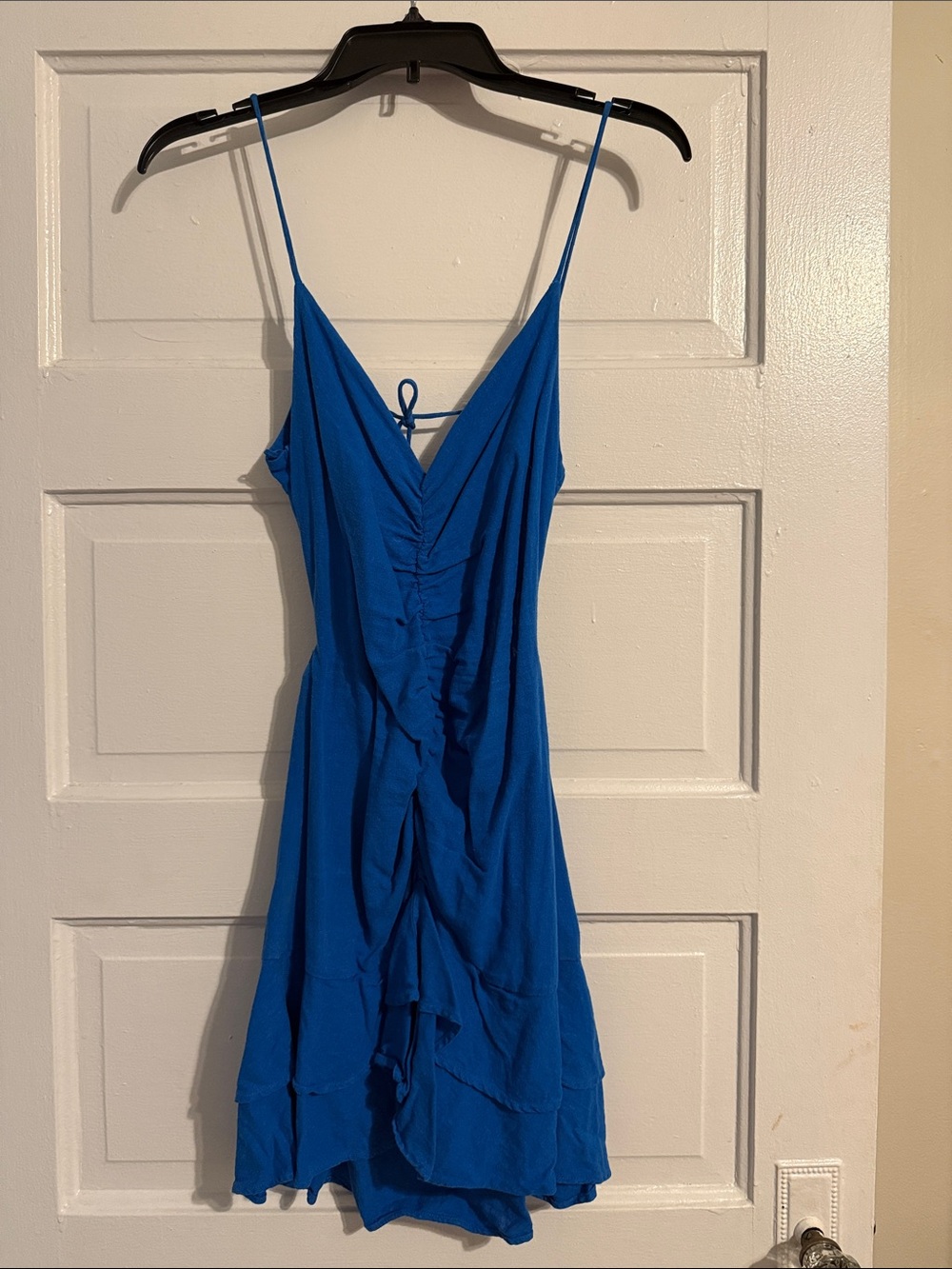 Zara Cobalt Blue Spaghetti Strap Ruffle Dress